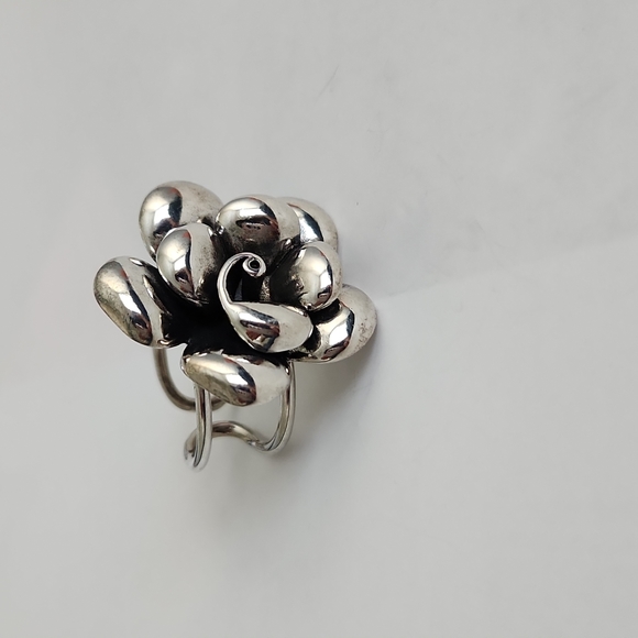 S925 Silver Rosette Ring Adjustable Stamped Vintage - Picture 6 of 10